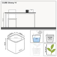 Кашпо Lechuza Cube Glossy (антрацитовый лакированный)