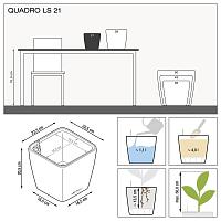 Кашпо Lechuza Quadro LS (черный лакированный)