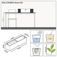Кашпо Lechuza Balconera Stone 80 (графитовый черный)