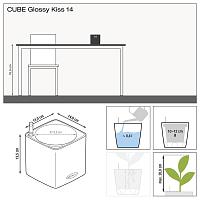 Кашпо Lechuza Cube Glossy Kiss (вишневый лакированный)