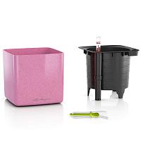 Кашпо Lechuza Cube Glossy Kiss (вишневый лакированный)