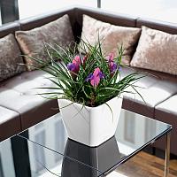 Кашпо Lechuza Quadro LS (серебристый металлик)